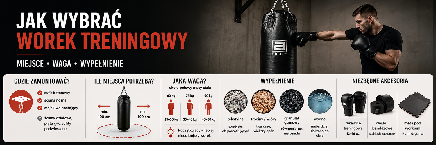 Worek bokserski zamontowany do sufitu w domowym pomieszczeniu